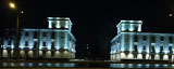 Architectural illumination of civil buildings on Partizanskiy Avenue, Minsk, Belarus.